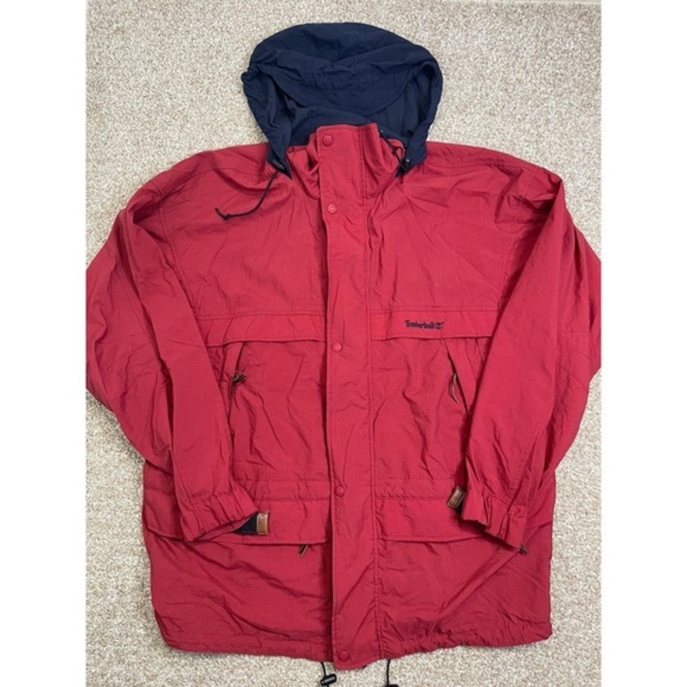 VTG Timberland Men's‎ Jacket Hooded Snap Weather Gear Rugged Wear Size Large